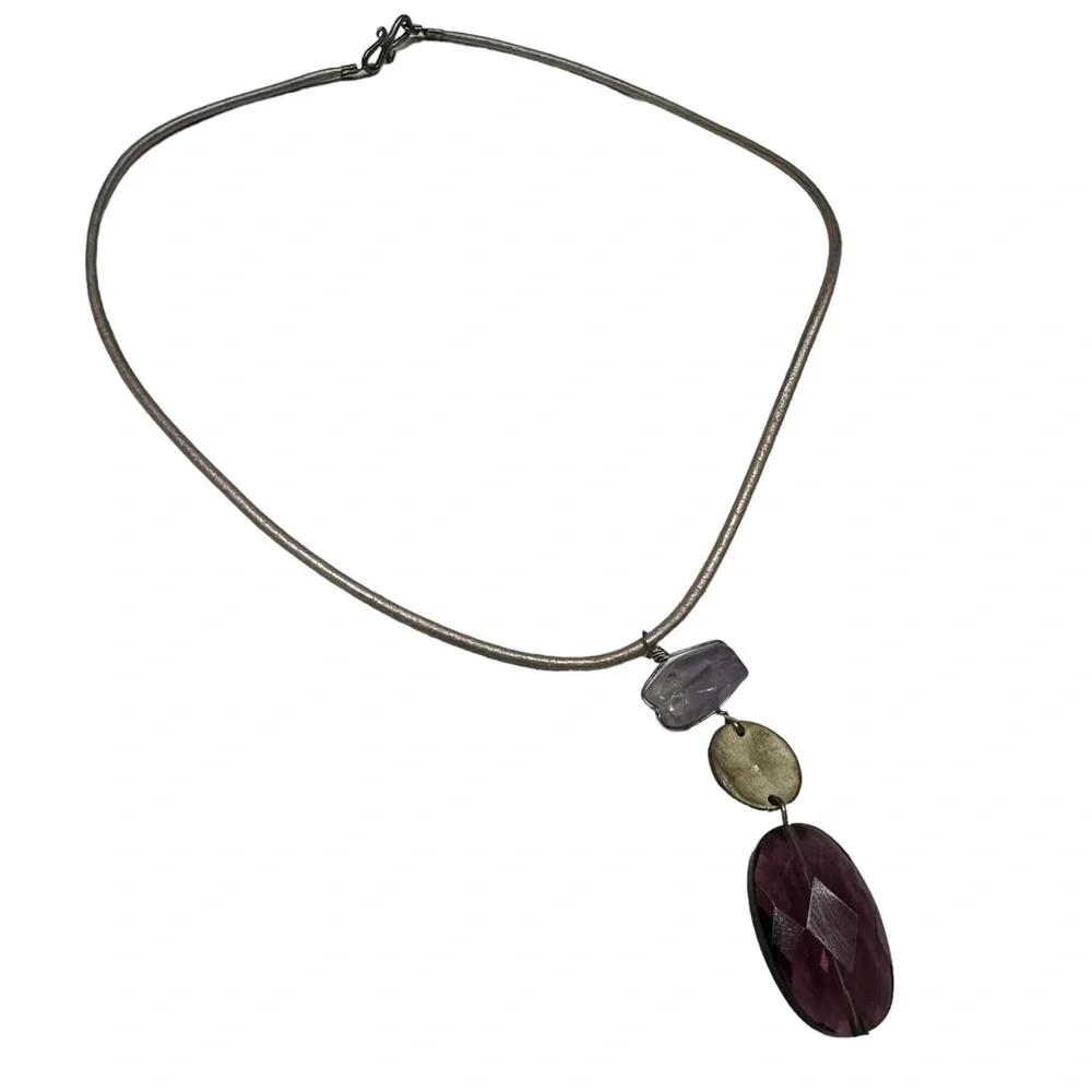 Five Beautiful Necklaces, Pearls, Tassels, CZ, Purple Stone